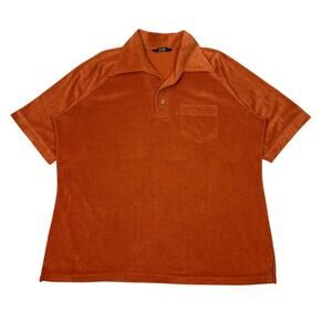 Vintage 70s JC Penney Terry Cloth Polo Shirt Men's XL Rockabilly Disco